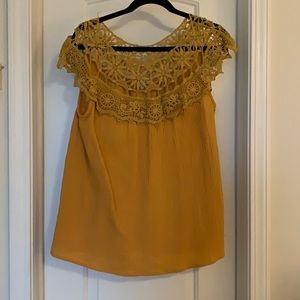 Yellow tank with crocheted detail